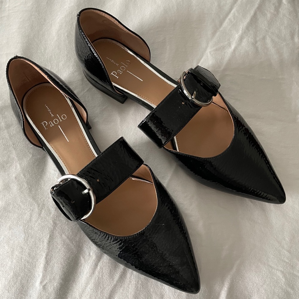Linea Paolo black patent flats